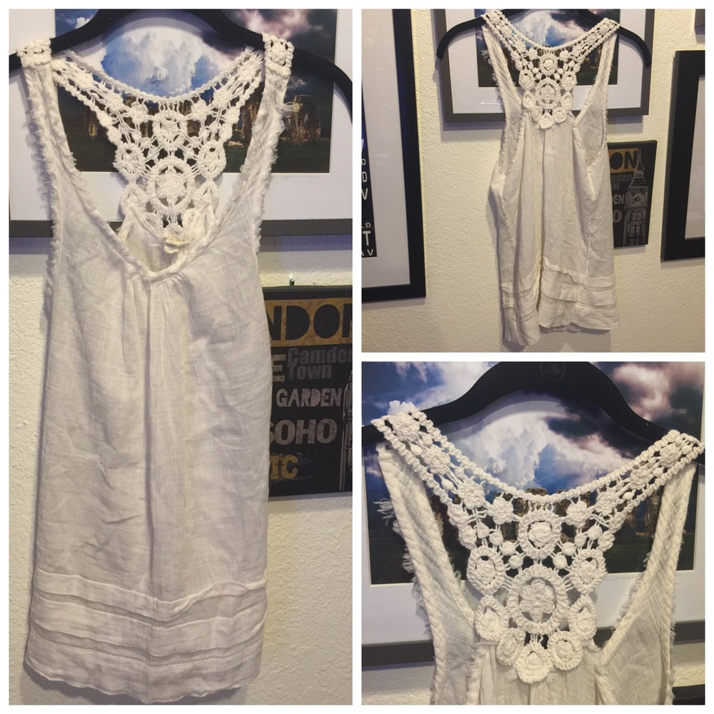 Anthropologie Gauzy Crochet Tank